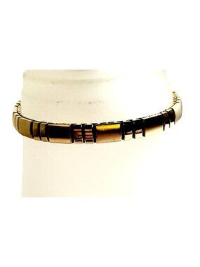 Vintage Brushed Gold-Plated Metal Stretch Bangle Bracelet
